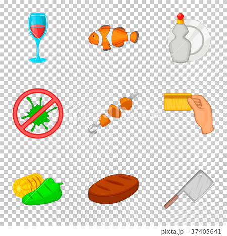 Setout icons set, cartoon style Setout icons set, cartoon style 37405641