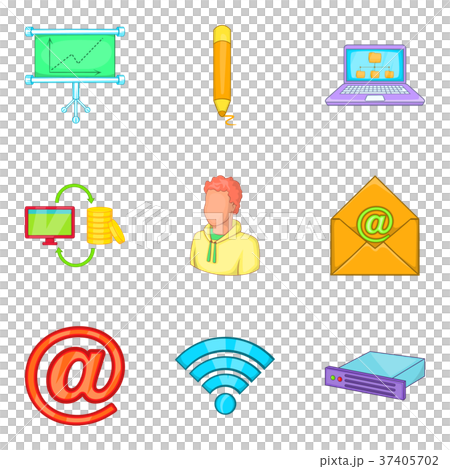 Online call icons set, cartoon style Online call icons set, cartoon style 37405702