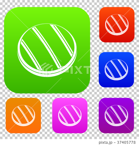 Grilled round beef steak set color collection - Stock Illustration ...