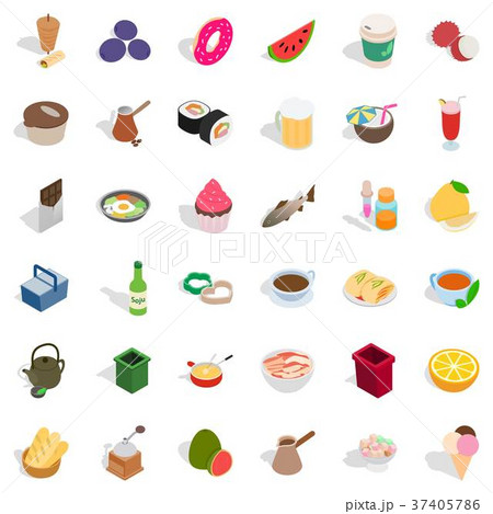 Plum icons set, isometric style 37405786