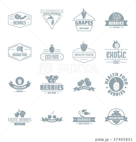 Berries logo icons set, simple style Berries logo icons set, simple style 37405831