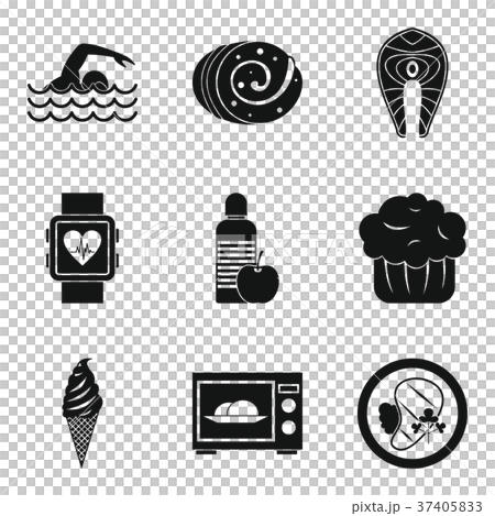 Calorie icons set, simple style 37405833