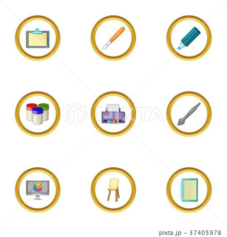 Art school icons set, cartoon style Art school icons set, cartoon style 37405978
