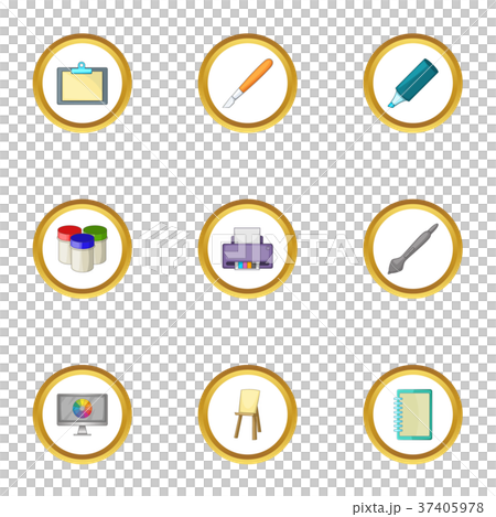 Art school icons set, cartoon style Art school icons set, cartoon style 37405978