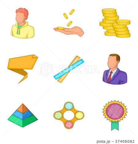 Profit icons set, cartoon style Profit icons set, cartoon style 37406082