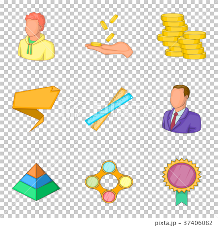 Profit icons set, cartoon style Profit icons set, cartoon style 37406082