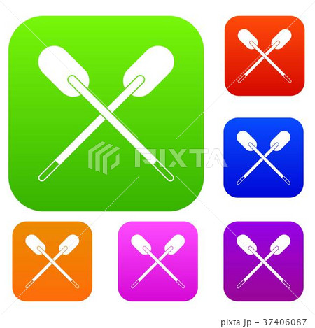 Two wooden crossed oars set color collection 37406087