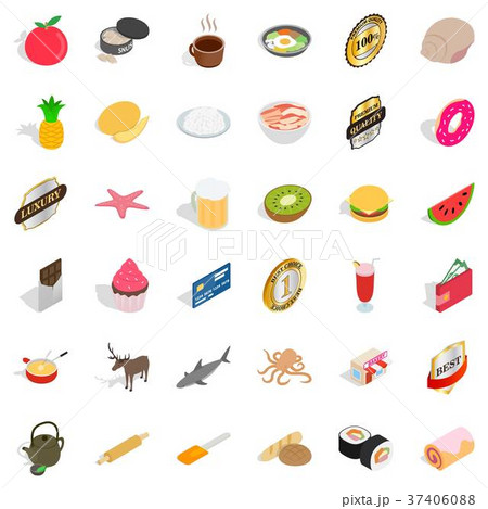 Steam icons set, isometric style 37406088