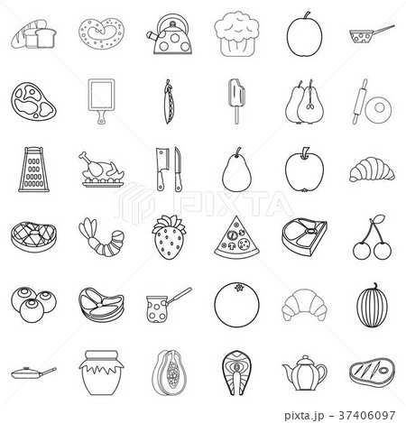 Food icons set, outline style Food icons set, outline style 37406097