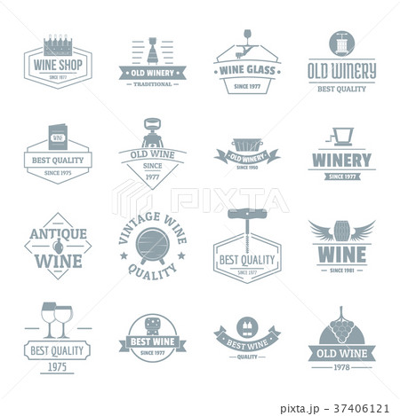 Wine logo icons set, simple style 37406121