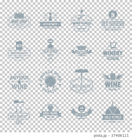 Wine logo icons set, simple style 37406121