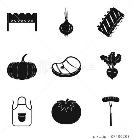 Meat menu icons set, simple style Meat menu icons set, simple style 37406203