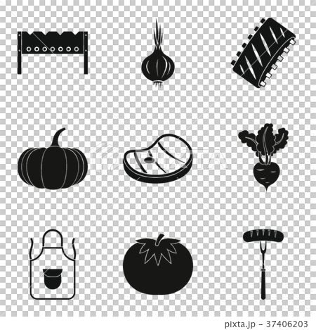 Meat menu icons set, simple style Meat menu icons set, simple style 37406203