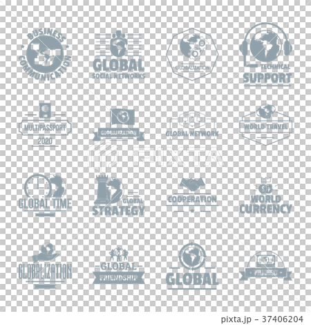 Global business logo icons set, simple style 37406204