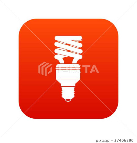 Energy saving bulb icon digital red Energy saving bulb icon digital red 37406290