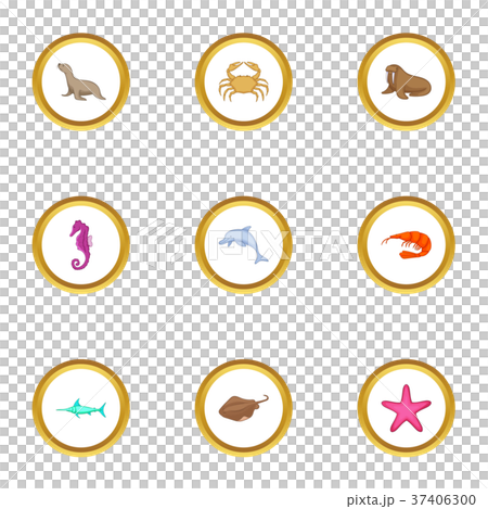 Ocean life icons set, cartoon style 37406300