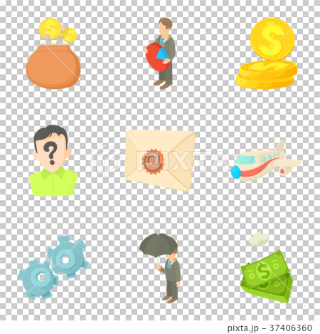 Money transfer icons set, cartoon style Money transfer icons set, cartoon style 37406360