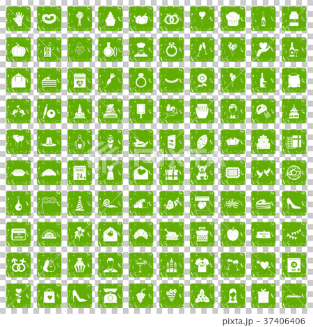 100 cake icons set grunge green 37406406