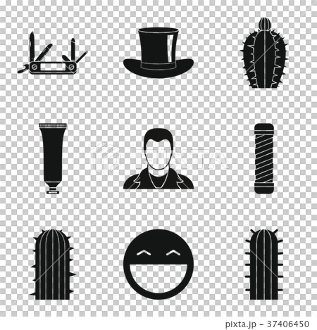 Barbed icons set, simple style Barbed icons set, simple style 37406450