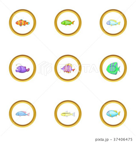 Marine fish icons set, cartoon style 37406475