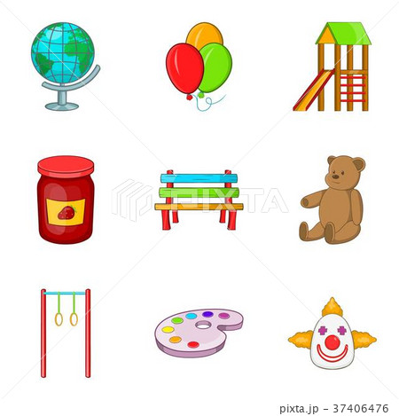 Children slides icons set, cartoon style Children slides icons set, cartoon style 37406476