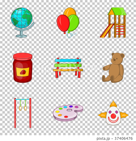 Children slides icons set, cartoon style Children slides icons set, cartoon style 37406476