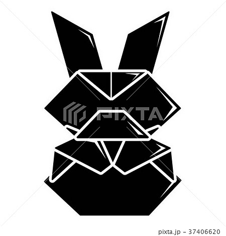 Origami bunny icon, simple black style 37406620