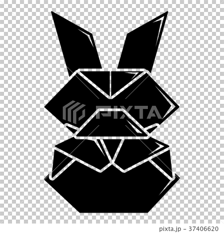 Origami bunny icon, simple black style 37406620