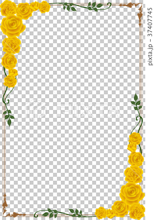 Yellow rose frame vertical - Stock Illustration [37407745] - PIXTA