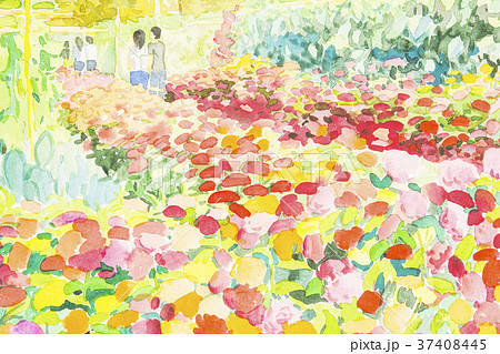 Colorful Of Flower Garden Green Leaves Backgroundのイラスト素材 Colorful Of Flower Garden Green Leaves Backgroundのイラスト素材