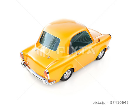 funny yellow cartoon retro car isolated on white 37410645