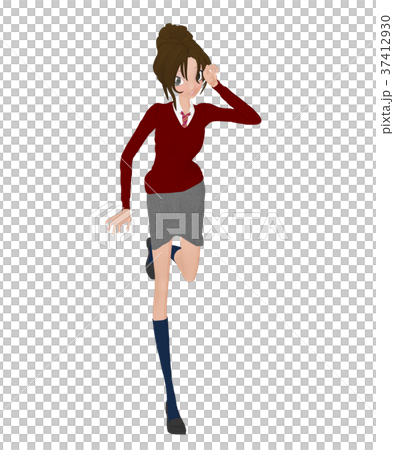 ポーズする女子学生　prtmong 2DCG　イラスト素材 37412930