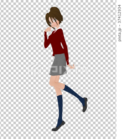 ポーズする女子学生　prtmong 2DCG　イラスト素材 37412934