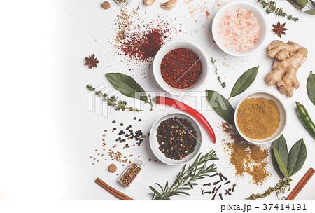 Selection of spices herbs and greens. Selection of spices herbs and greens. 37414191