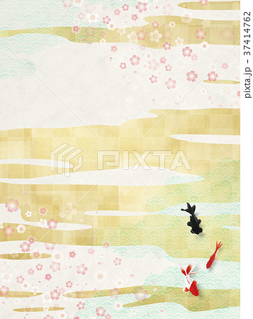 和モダン　桜吹雪　金魚 37414762