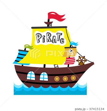 Pirate sailing vessel vector icon 37415134