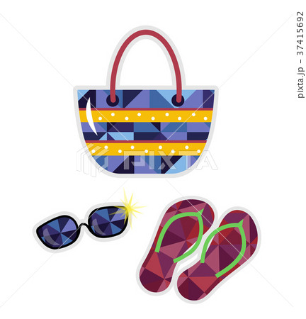 Flip flops and bag isolated vector icon 37415692