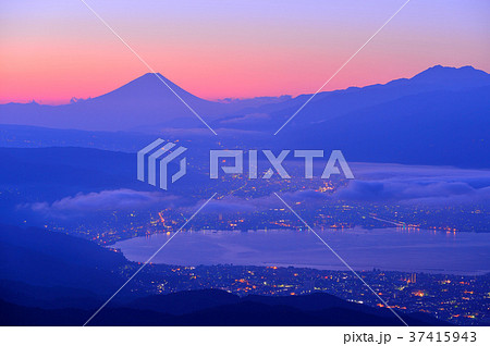 富士山と諏訪湖 富士山と諏訪湖 37415943