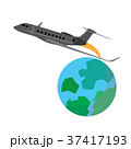 Airplane flying around the globe 37417193