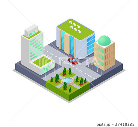 Urban real estate isometric 3D icon Urban real estate isometric 3D icon 37418335