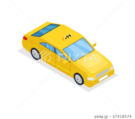 Yellow taxi car isolated isometric 3D icon Yellow taxi car isolated isometric 3D icon 37418574