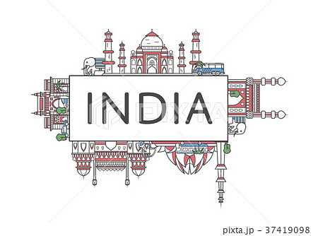 Travel India poster in linear style 37419098