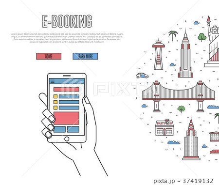 Online tickets ordering poster in linear style Online tickets ordering poster in linear style 37419132