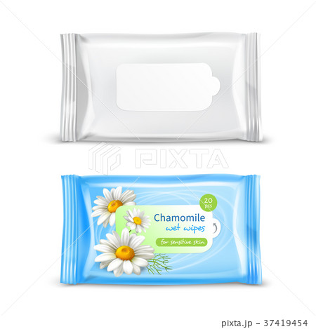 Wet Wipes Package Realistic Set  37419454
