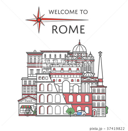 Welcome to Rome poster in linear style Welcome to Rome poster in linear style 37419822