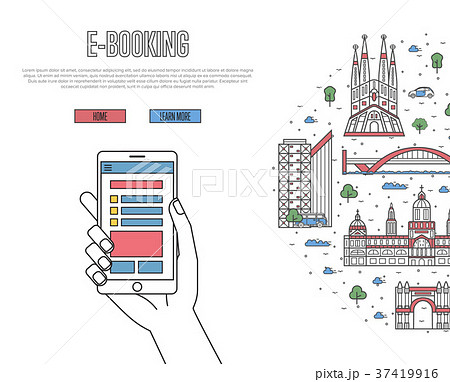Online tickets ordering poster in linear style 37419916
