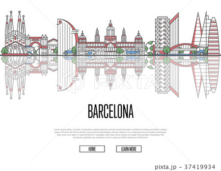 Travel Barcelona poster in linear style 37419934