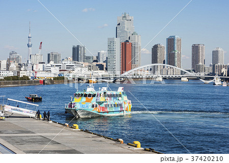 竹芝埠頭に着岸体制に入るセブンアイランド友 竹芝埠頭に着岸体制に入るセブンアイランド友 37420210