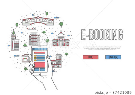 E-booking poster in linear style 37421089