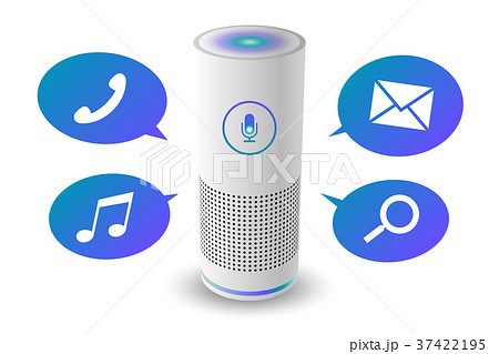 音声コントロールスマートスピーカー白色のイラスト素材